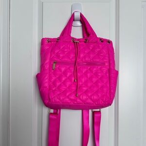 Jill & Ally Pink Quilted 6 pockets Women Backpack Handbag Purse